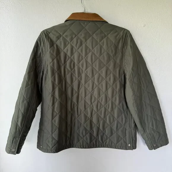 Ralph Lauren Olive Green Men’s Quilted Hunting jacket corduroy collar size L - Picture 10 of 12